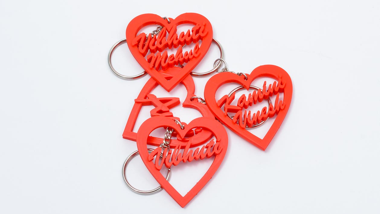 3D Text Heart Keychain