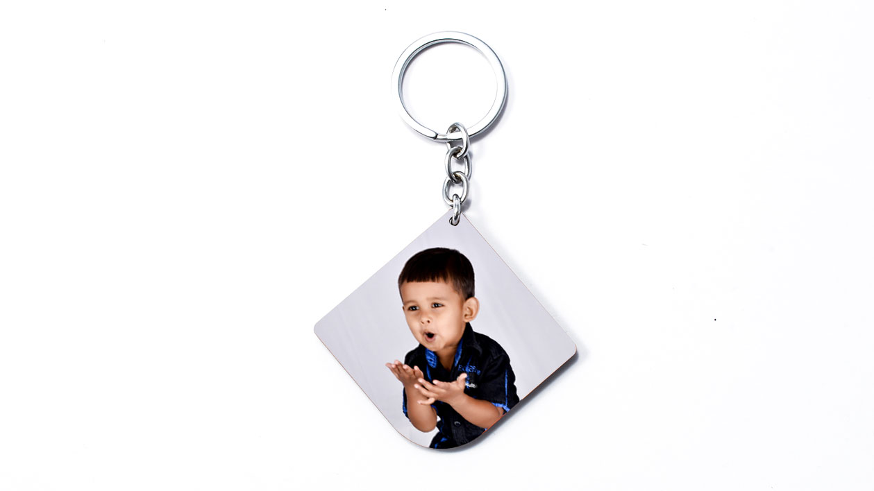 Single Corner Round Square Keychain-1 Side Print