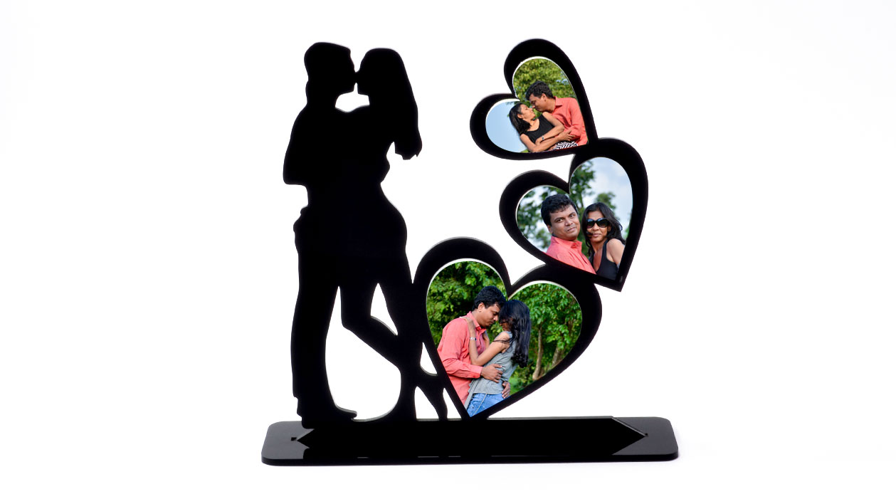 Love Couple Frame (3 Photos in heart shape)