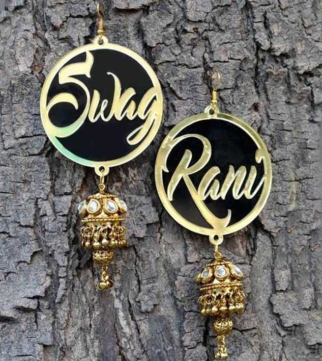 Earrings with personalized text