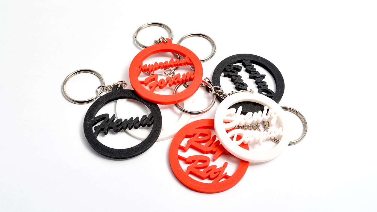 3D Text Ring Keychain